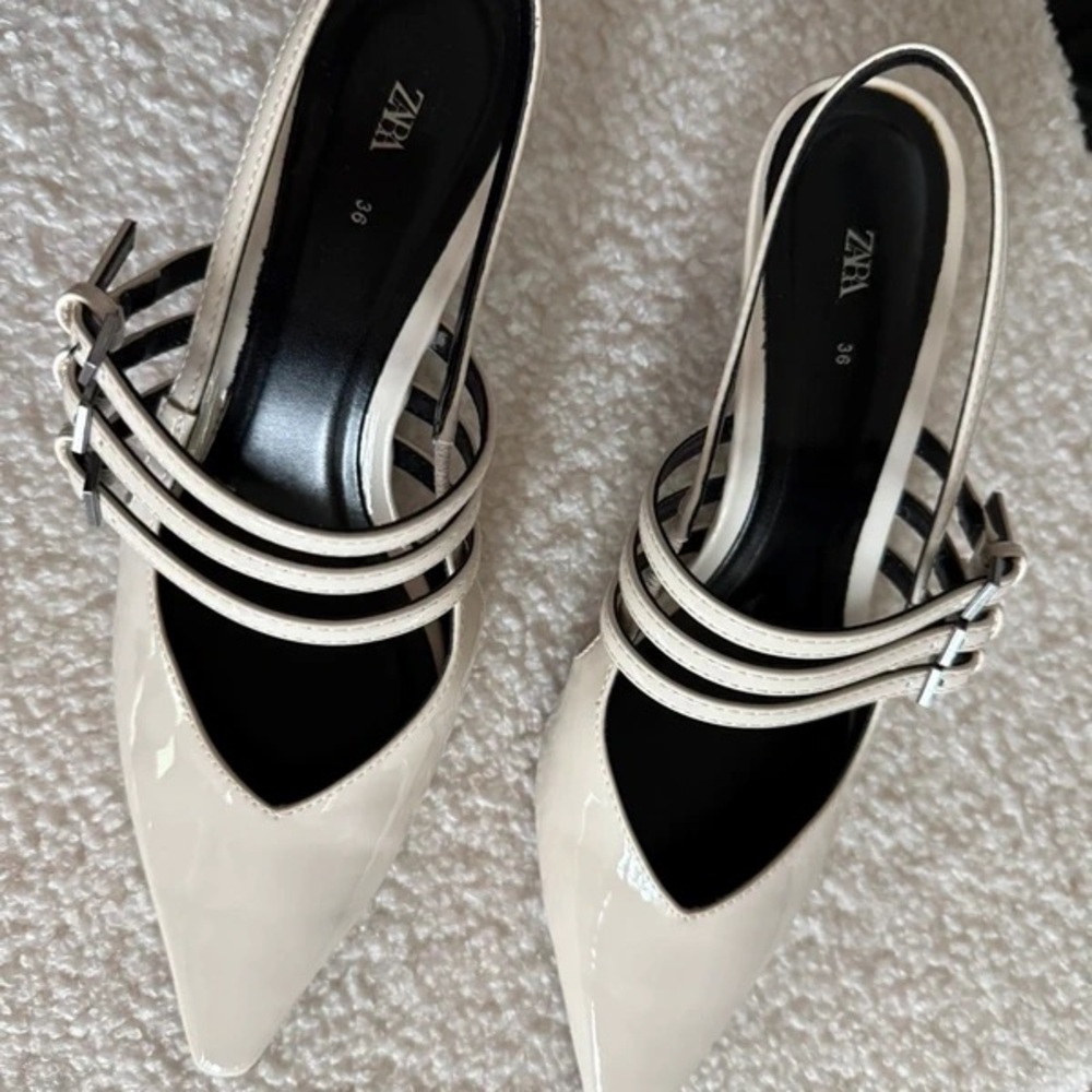 Zara Women's Chic Cream Pointed Heels